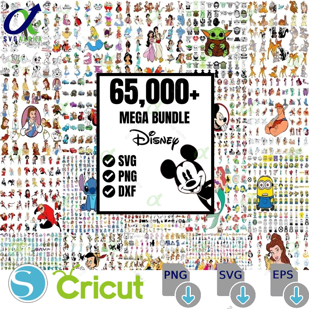 65000+ Special Mega Bundle Svg Png Princess Mickey Mouse Pixar Clipart Digital Download Sublimation Files Cartoon Bundlemega Bundle